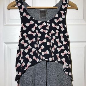 Layered tank top with pink bows